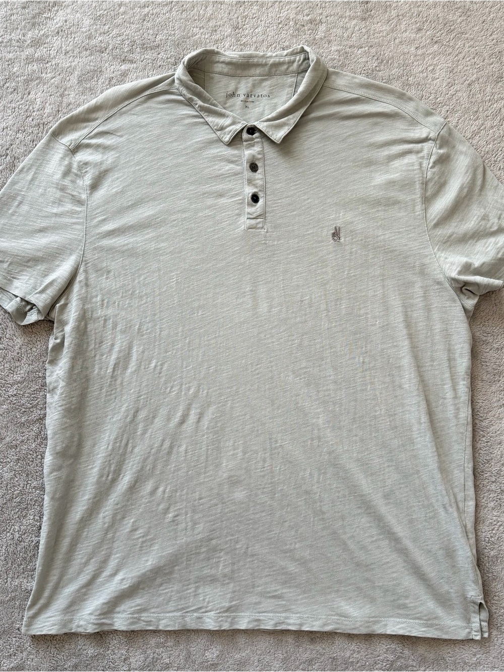 John Varvatos Victor Polo Shirt Mens XL Gray Peace Sign Short Sleeve